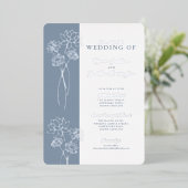 Silver Floral Dusty Blue Wedding Folie Invitation Folie Uitnodiging (Staand Voorkant)