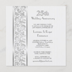 Silver Floral Elegance 25th Jubileum Kaart
