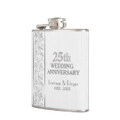 Silver Floral Elegance 25th Wedding Jubileum Heupfles (Links)