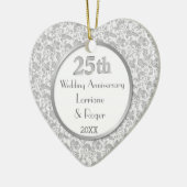 Silver Floral Elegance 25th Wedding Jubileum Keramisch Ornament (Links)