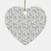 Silver Floral Elegance 25th Wedding Jubileum Keramisch Ornament (Achterkant)