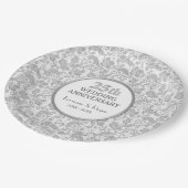 Silver Floral Elegance 25th Wedding Jubileum Papieren Bordje (Gekanteld)