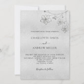 Silver floral elegant botanical luxe bruiloft kaart (Voorkant)