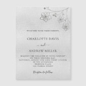 Silver floral elegant bruiloft nodigmagnet (Voorkant)