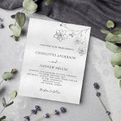 Silver floral elegant budget bruiloft-uitnodiging flyer