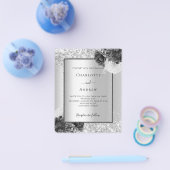 Silver floral elegant budget bruiloft-uitnodiging flyer (Enkel)