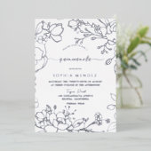 Silver Floral Elegant Quinceanera Party Silver Folie Uitnodiging (Staand Voorkant)