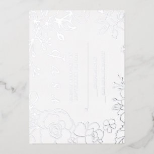 Silver Floral Elegant Wedding RSVP Folie Uitnodiging
