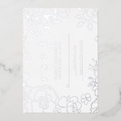 Silver Floral Elegant Wedding RSVP Folie Uitnodiging (Voorkant)