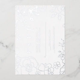 Silver Floral Elegant Wedding RSVP Folie Uitnodiging