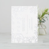 Silver Floral Elegant Wedding RSVP Folie Uitnodiging (Staand Voorkant)