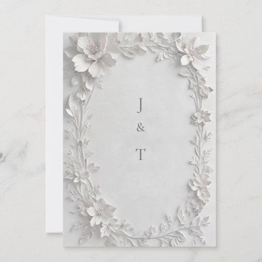 Silver Floral Embossed Wedding Invitation Kaart (Achterkant)