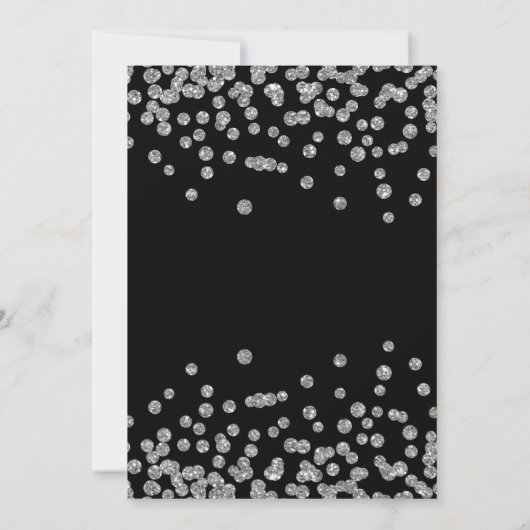 Silver Floral en Confetti 30th Birthday Party Blac Kaart (Achterkant)