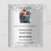 Silver floral foto Save the Date bruiloft (Achterkant)