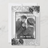 Silver floral foto Save the Date bruiloft (Voorkant)
