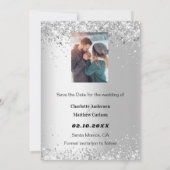 Silver floral foto Save the Date bruiloft (Achterkant)