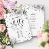 Silver Floral Glitter 30 Verjaardag Menu Programma