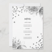 Silver Floral Glitter 30 Verjaardag Menu Programma (Achterkant)