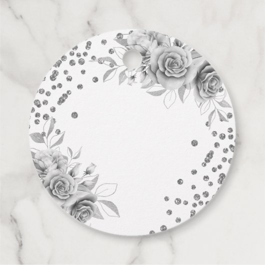 Silver Floral Glitter 30e verjaardag Script Bedankjes Labels (Achterkant)