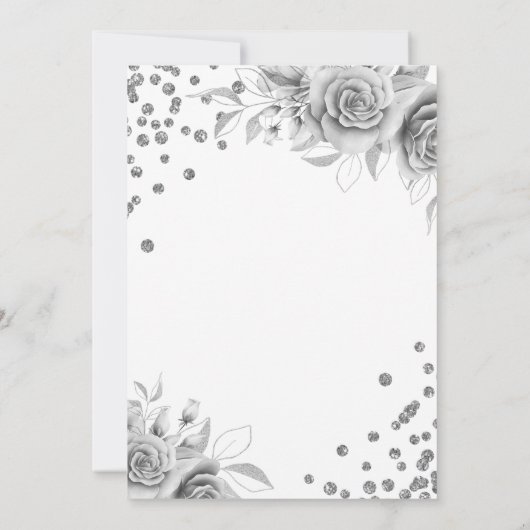 Silver Floral Glitter 30e verjaardag Script Kaart (Achterkant)