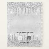 Silver floral glitter blush roze naam planner (Achterkant)