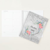Silver floral glitter blush roze naam planner (Display)