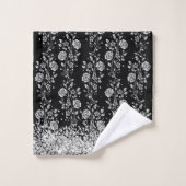 Silver Floral Glittery Glam Bath-handdoekset Bad Handdoek (Wasdoekje)