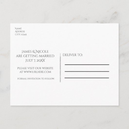 Silver Floral laat een trouwe bruiloft achter, spa Aankondigingskaart (Achterkant)