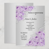Silver Floral LACE ELEGANT MODERN WEDDING Kaart (Voorkant / Achterkant)