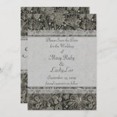 Silver Floral & Lace sparen de Aankondiging van de (Voorkant / Achterkant)