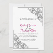 Silver Floral Lijst bruiloft Kaart (Voorkant)