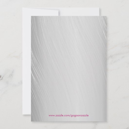 Silver Floral Lijst bruiloft Kaart (Achterkant)