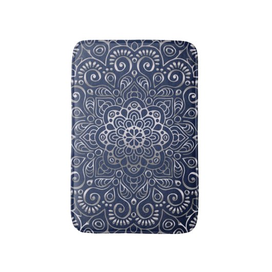 Silver Floral Mandala Badmat (Voorkant Verticaal)