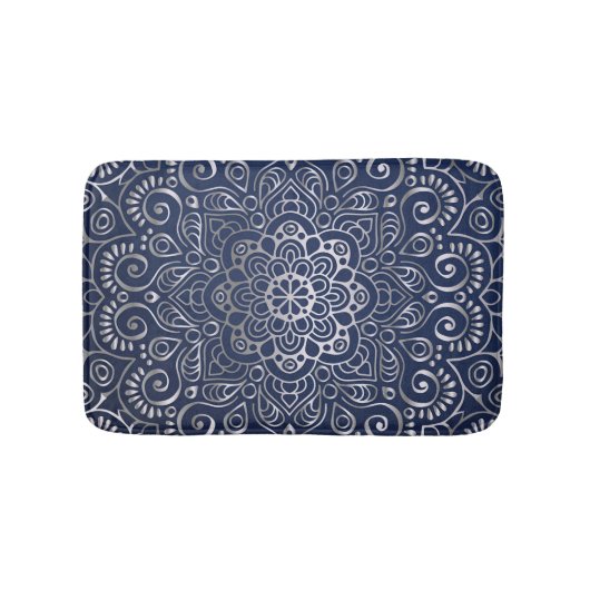 Silver Floral Mandala Badmat (Voorkant)