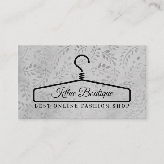 Silver Floral Mode Dress Hanger Visitekaartje (Voorkant)