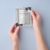 Silver Floral monochrome budget huwelijksuitnodigi Flyer (Hand)