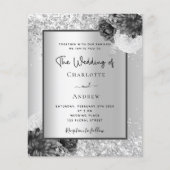 Silver Floral monochrome budget huwelijksuitnodigi Flyer (Voorkant)