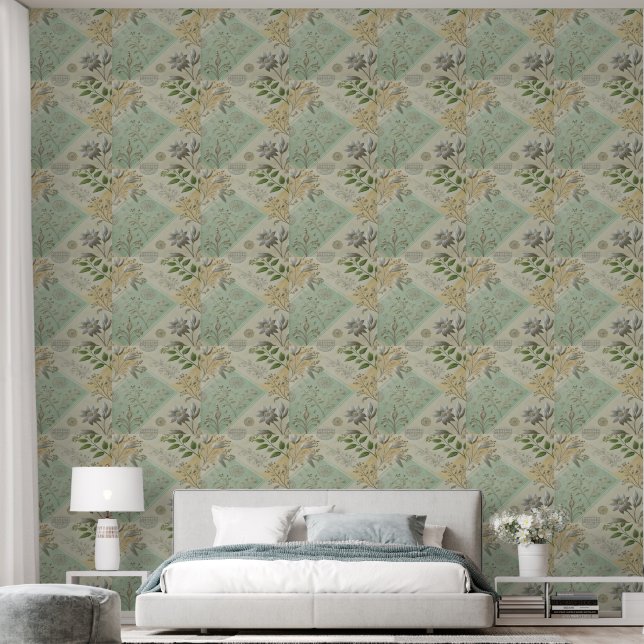 Silver Floral Motif Design Behang (Slaapkamer)