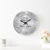 Silver Floral Ornament Grote Klok (Huis)