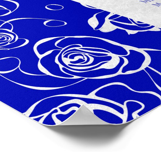 Silver Floral over Royal Blue Poster (Hoek)