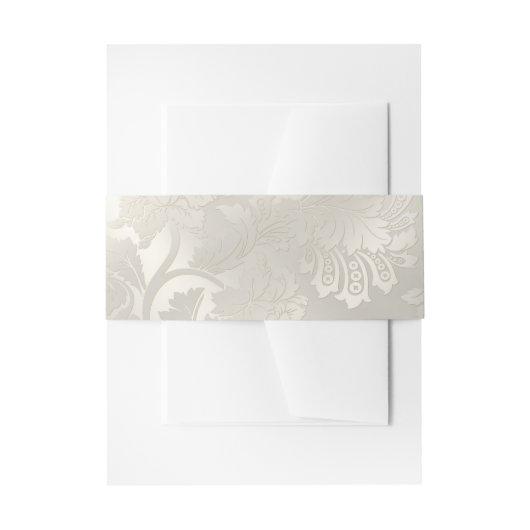 Silver Floral Pattern Bellyband Uitnodigingen Wikkel (Voorkant Voorbeeld)