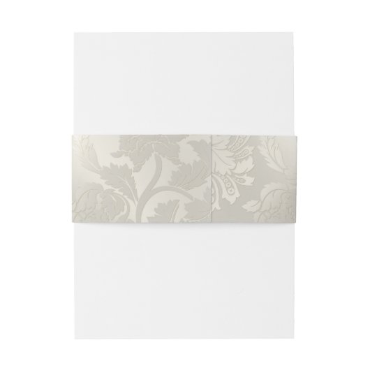Silver Floral Pattern Bellyband Uitnodigingen Wikkel (Achterkant Voorbeeld)