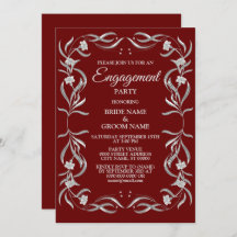  Silver Floral Pattern Red Engagement Party