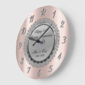 Silver Floral, Roos Gold 25th Wedding Jubileum Grote Klok (Hoek)