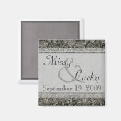 Silver Floral Save the Date Magnet (Voorkant / Achterkant)