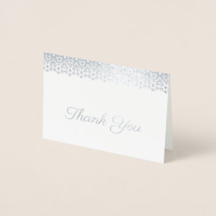 Silver Floral Snowflake Scallop Hartelijk dank Folie Kaarten