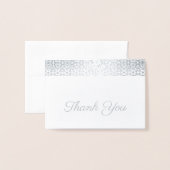 Silver Floral Snowflake Scallop Hartelijk dank Folie Kaarten (Voorkant met envelop)
