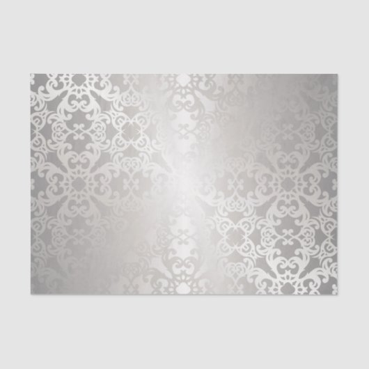 Silver, floral, trellis, damask, elegant, patroon, tissuepapier (Voorkant)