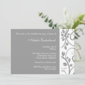 Silver Floral Vine Bachelorette Party Invitation Kaart (Staand voorkant)