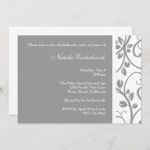 Silver Floral Vine Bachelorette Party Invitation Kaart (Voorkant / Achterkant)